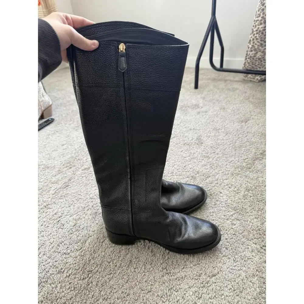 TORY BURCH Women Black Leather‎ Tall Riding Boots US 8.5 Derby Equestrian